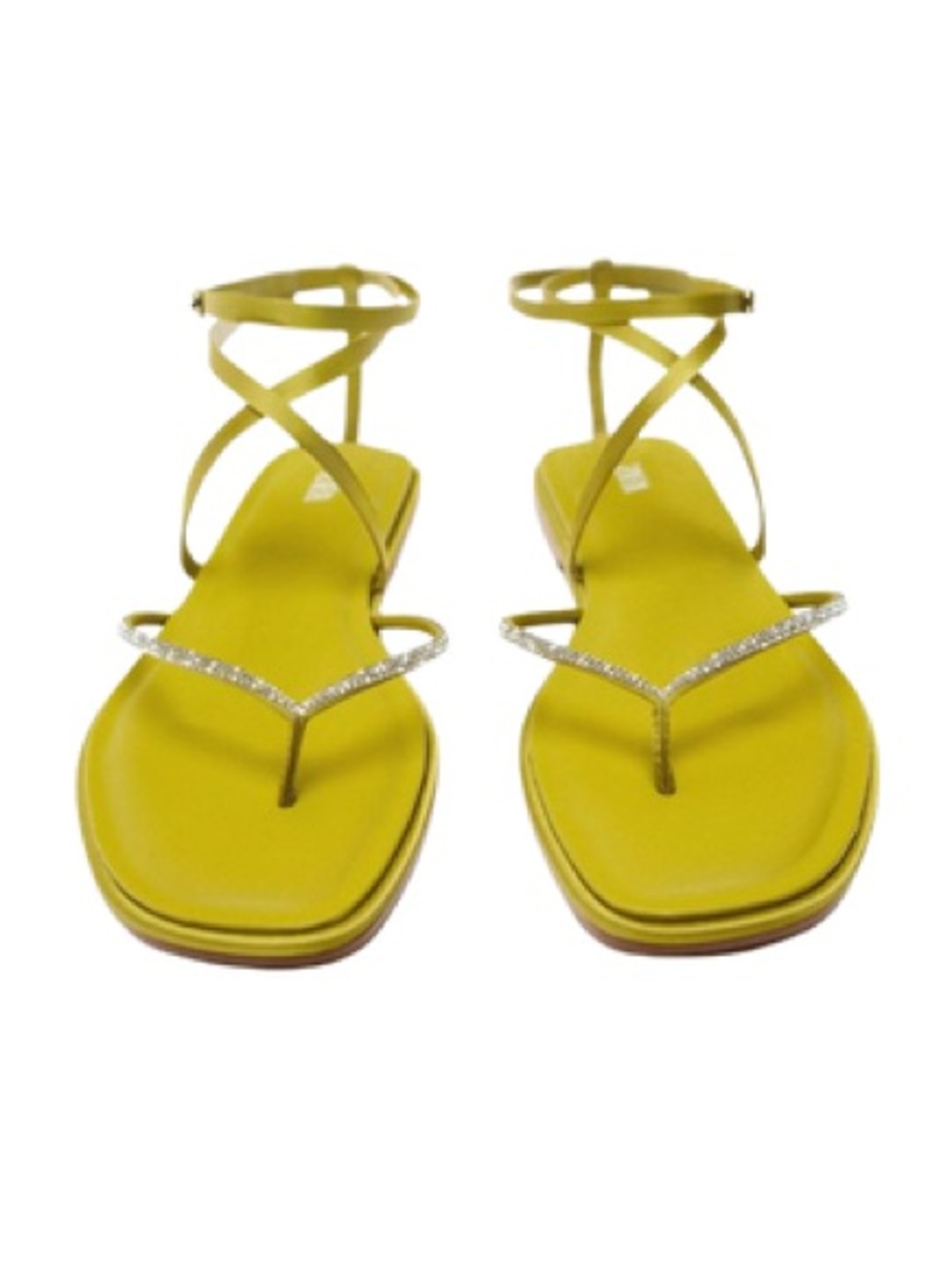 Zara lime Green rhinestone ankle strap flats NWT - Picture 1 of 5